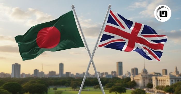 বাংলাদেশ ও যুক্তরাজ্যের পতাকা। ছবি: সংগৃহীত